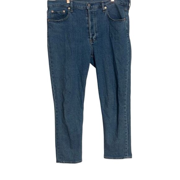 Gap Denim Button Fly Cheeky Straight High Rise Jeans Blue Size 33/16 - Picture 1 of 8